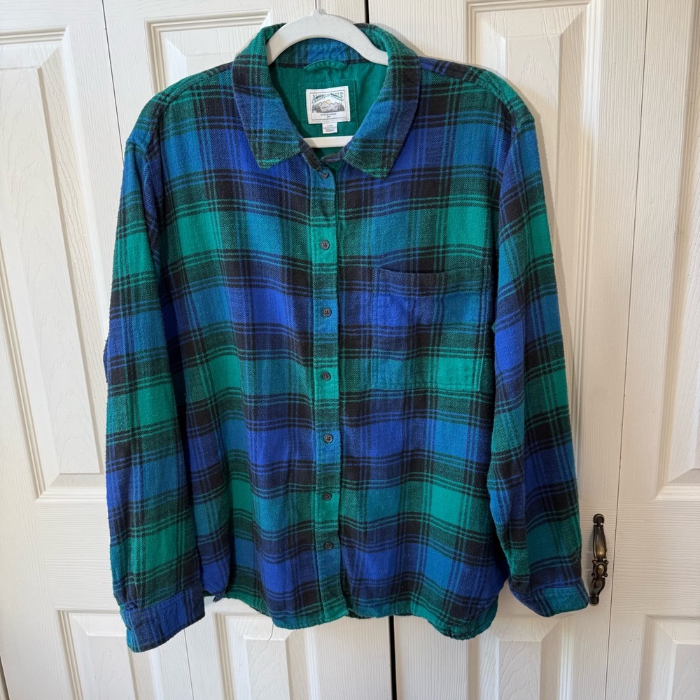Vintage American Eagle Men’s Plaid Classic Flannel Button Down Top Size Large